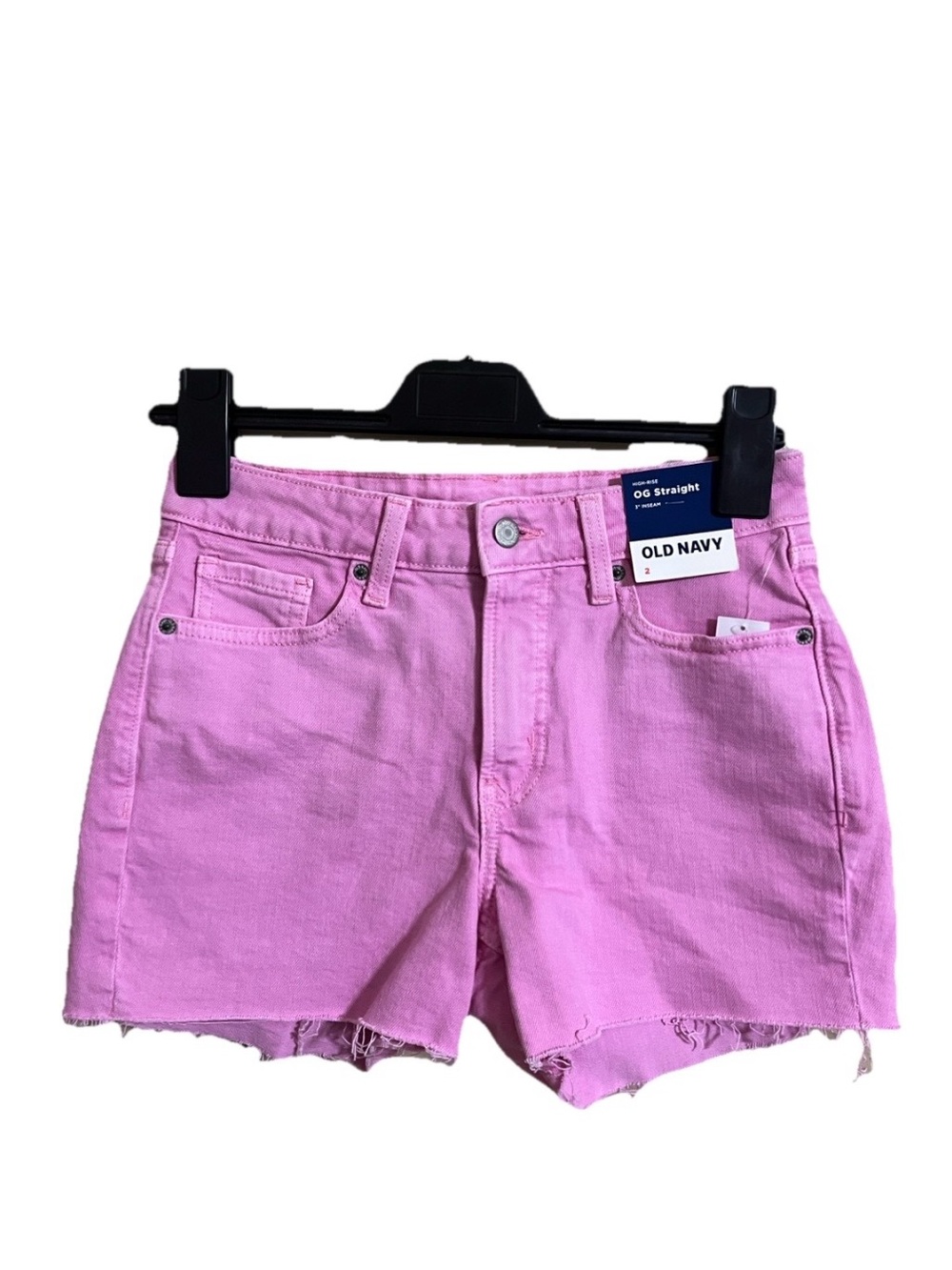 Old Navy Shorts Sz 2 Pink Frayed Hem Denim 5 Pockets High Rise Casual Wear